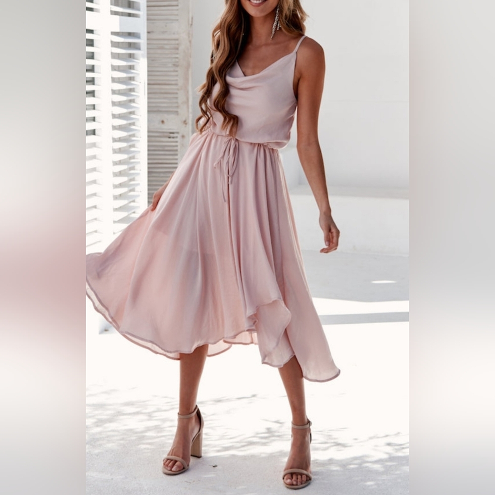 Hello Molly Blush Asymmetrical Dress